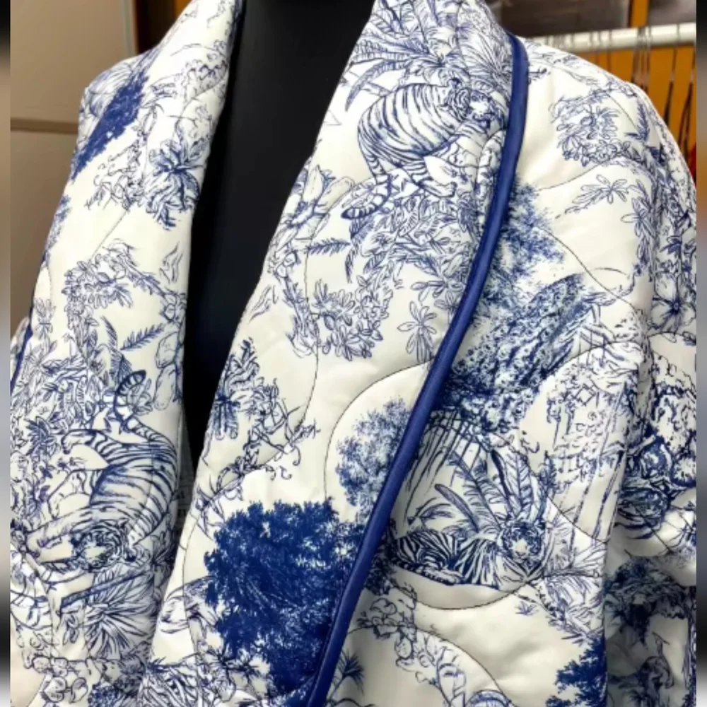Flower Printed Jacket Casual Long Sleeve Cardigan Coat Autumn Winter Female Fash - Picture 5 of 5